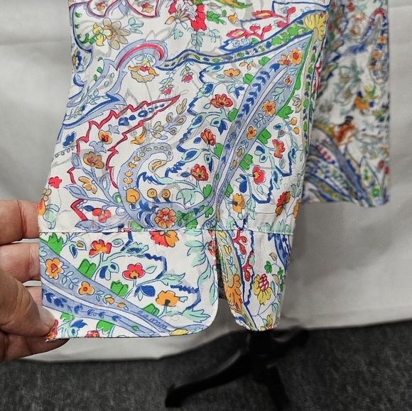 Alfred Dunner Floral Semi Sheer Cut Out Snap Up Shirt Size 18 - Picture 7 of 8